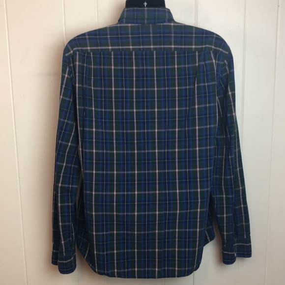 J Crew XL Slim Fit Long Sleeve Buttondown Plaid Shirt Green Navy - Picture 3 of 5